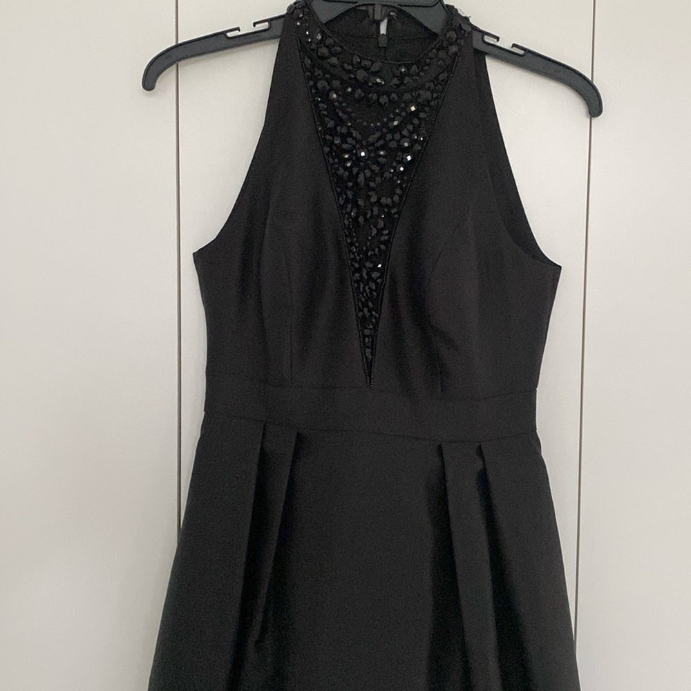 Long Black Dress Halter with Pockets